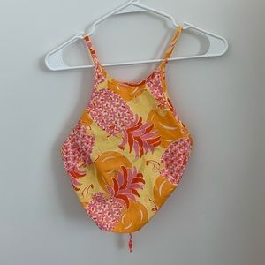 cropped patterned summer halter top with tie